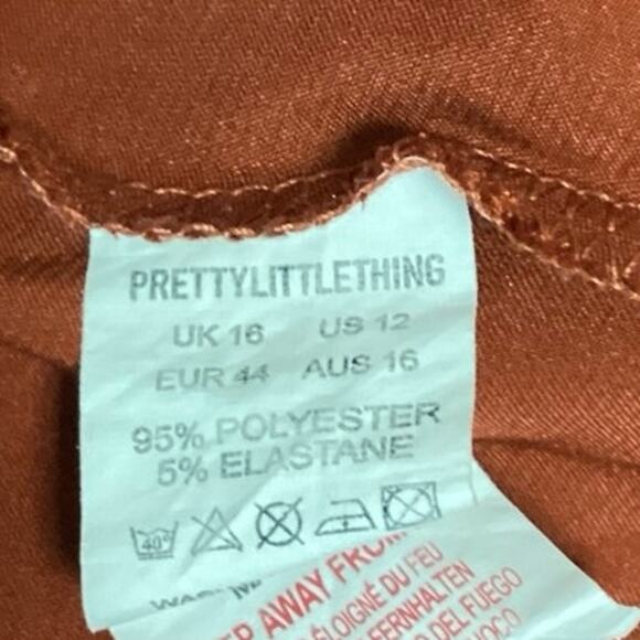 PrettyLittleThing Brown Silky Satin Cowl Neck Short Camisole Tank Dress Size L - Picture 5 of 5